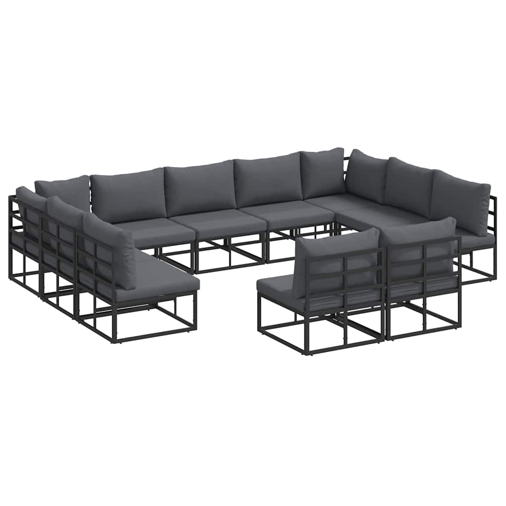Tuinbankenset met kussen 11 pcs Zwart Aluminium is nu te koop bij PeponiXL, paradijselijk wonen!