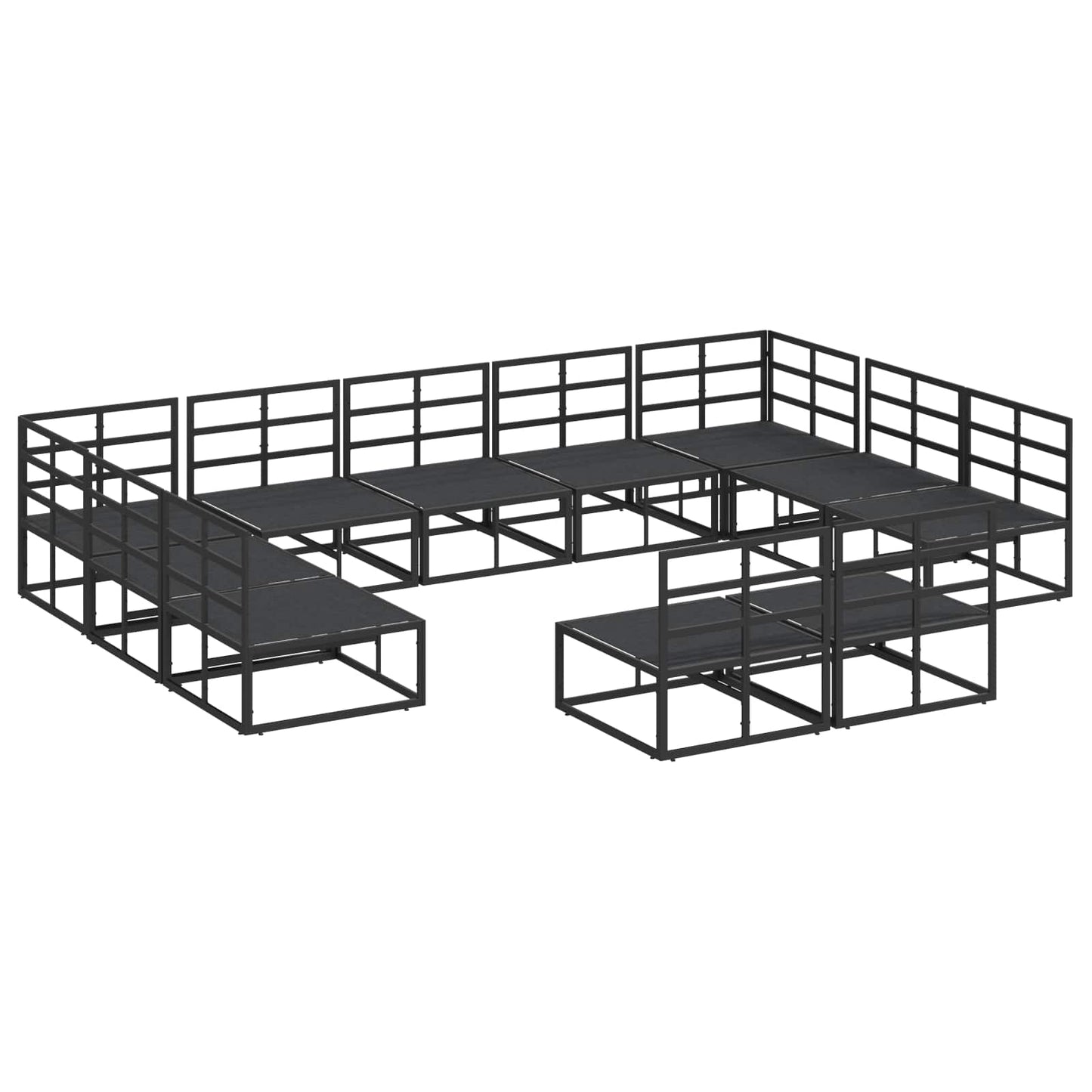 Tuinbankenset met kussen 11 pcs Zwart Aluminium is nu te koop bij PeponiXL, paradijselijk wonen!