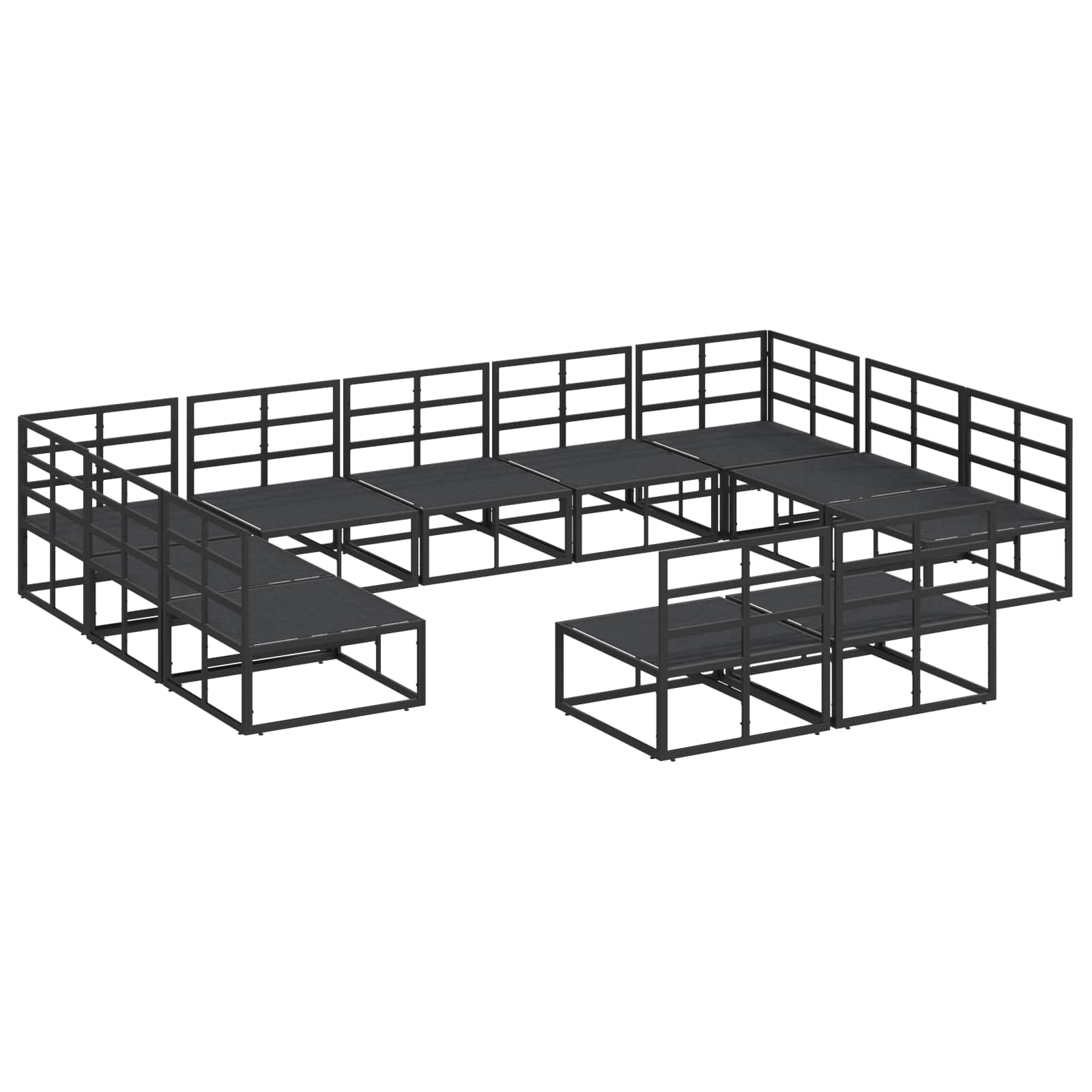 Tuinbankenset met kussen 11 pcs Zwart Aluminium is nu te koop bij PeponiXL, paradijselijk wonen!