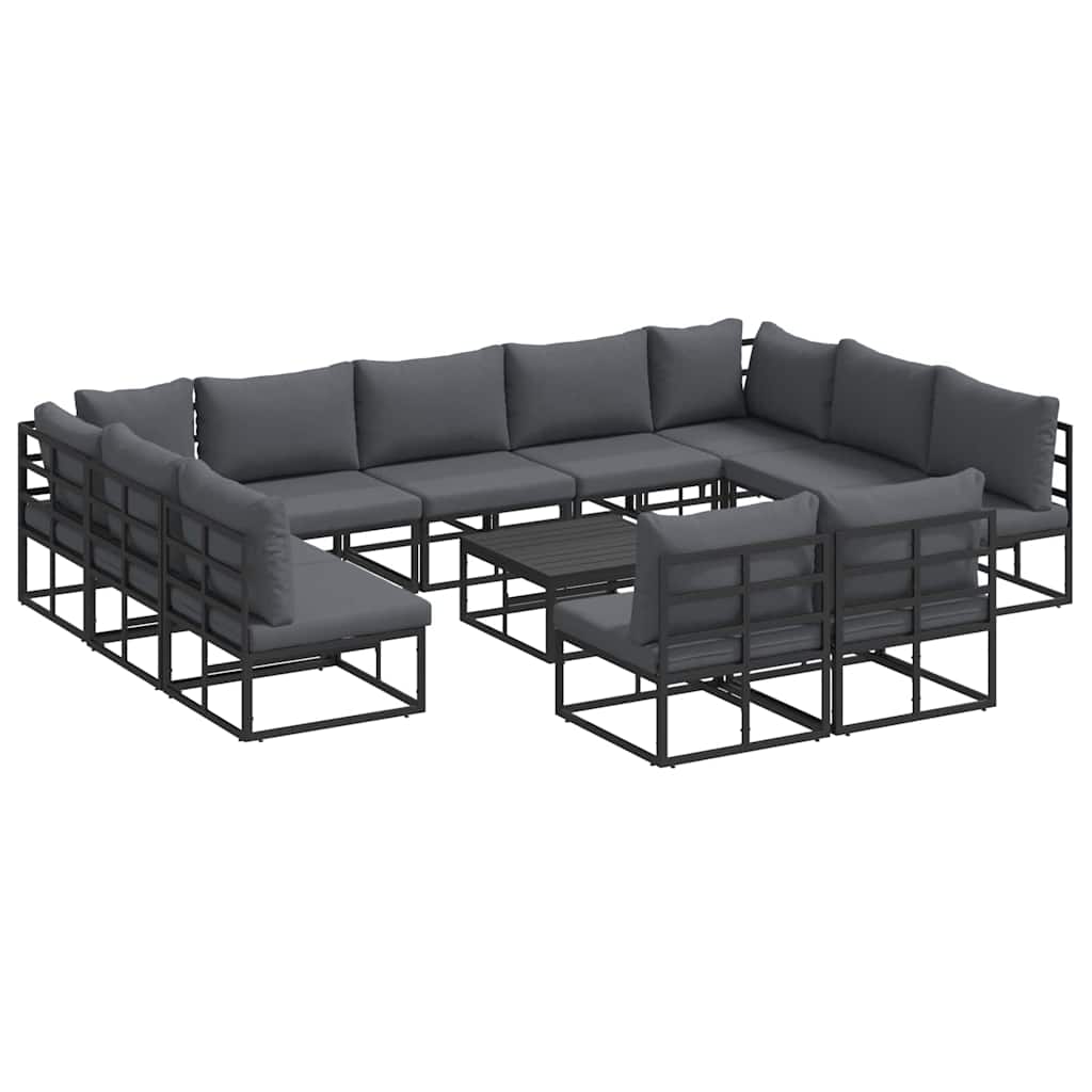 Tuinbankenset met kussen 12 pcs Zwart Aluminium is nu te koop bij PeponiXL, paradijselijk wonen!