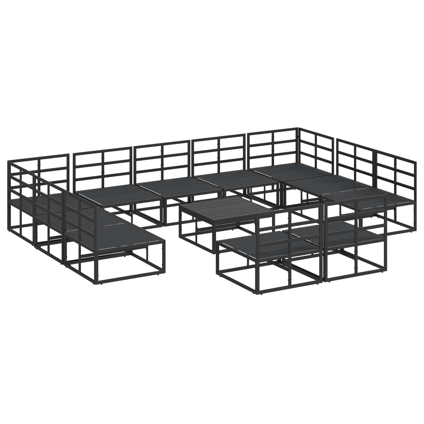Tuinbankenset met kussen 12 pcs Zwart Aluminium is nu te koop bij PeponiXL, paradijselijk wonen!