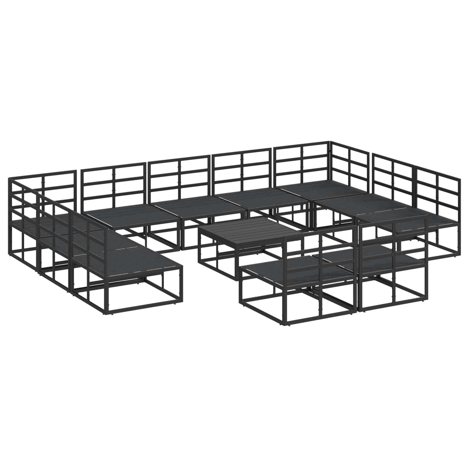 Tuinbankenset met kussen 12 pcs Zwart Aluminium is nu te koop bij PeponiXL, paradijselijk wonen!
