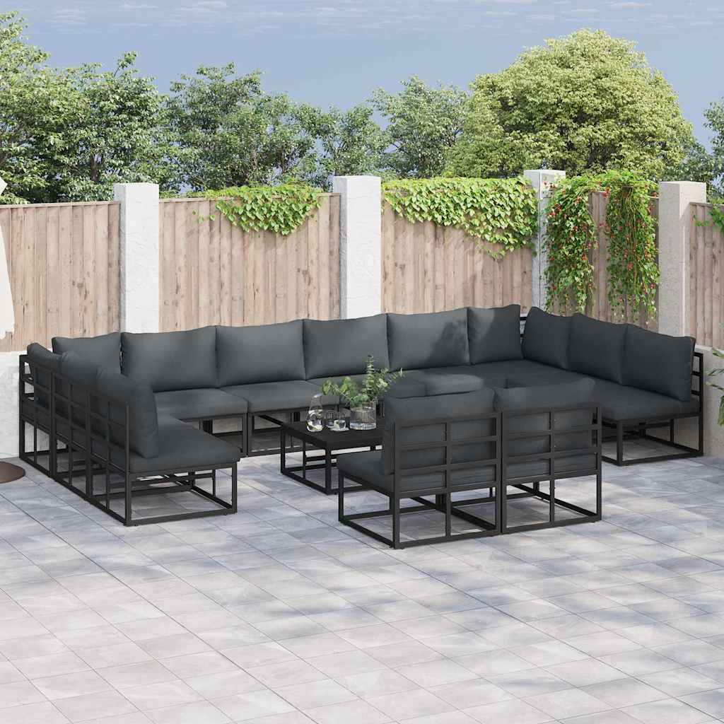 Tuinbankenset met kussen 12 pcs Zwart Aluminium is nu te koop bij PeponiXL, paradijselijk wonen!