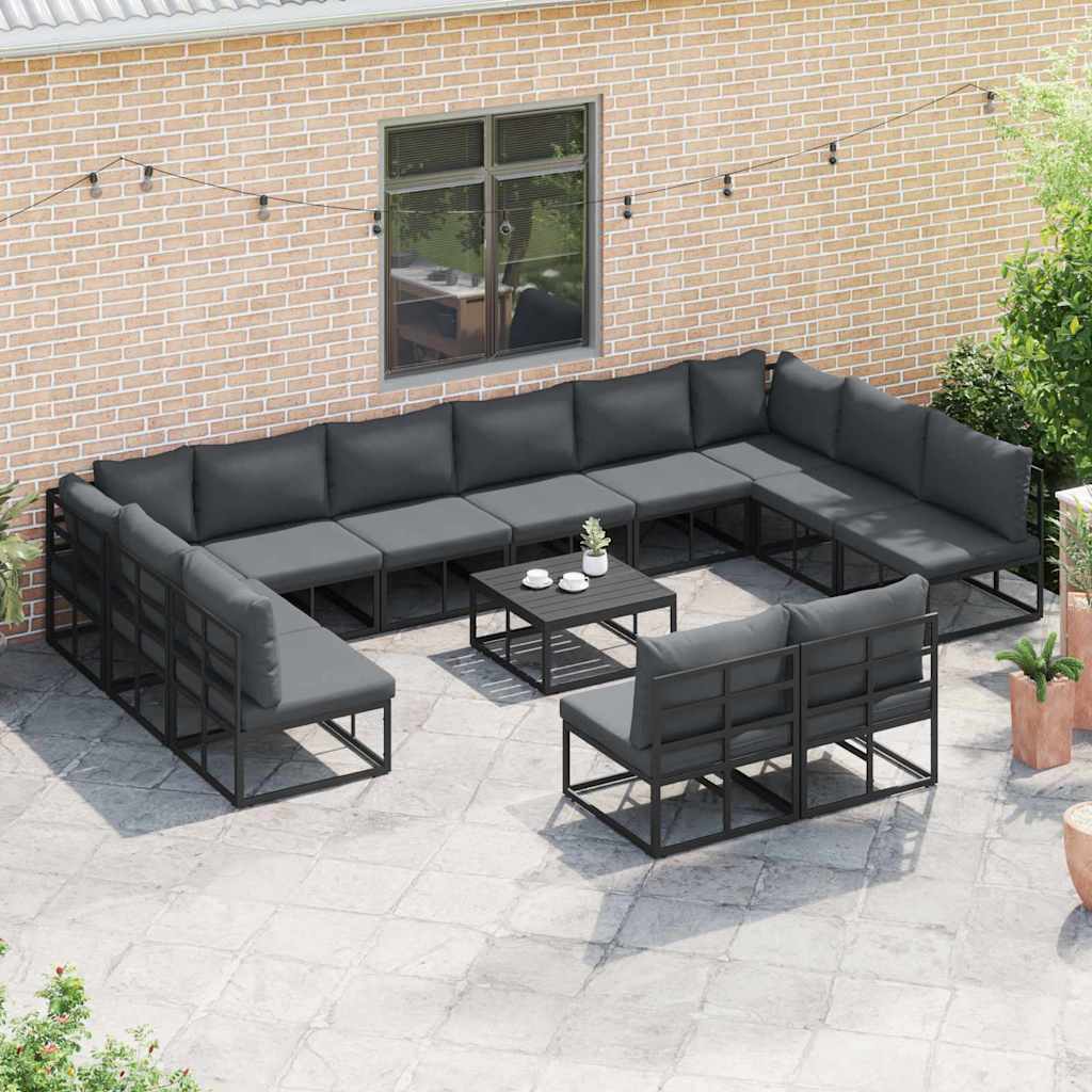 Tuinbankenset met kussen 12 pcs Zwart Aluminium is nu te koop bij PeponiXL, paradijselijk wonen!