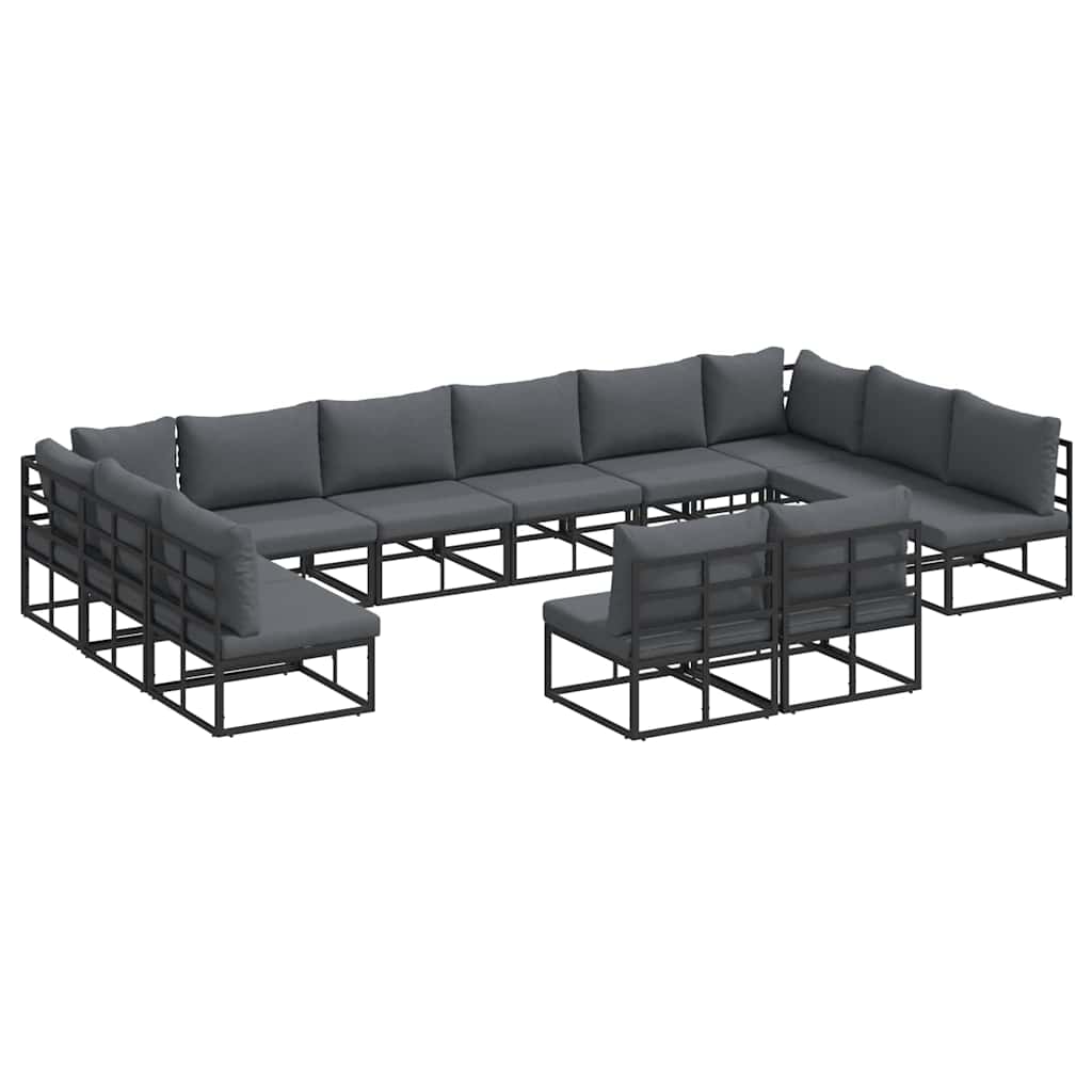 Tuinbankenset met kussen 12 pcs Zwart Aluminium is nu te koop bij PeponiXL, paradijselijk wonen!