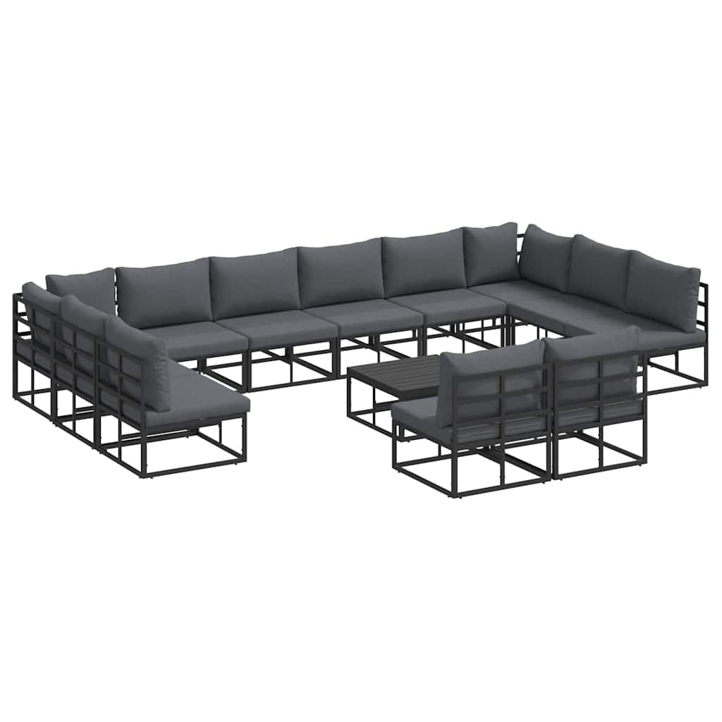 Tuinbankenset met kussen 13 pcs Zwart Aluminium is nu te koop bij PeponiXL, paradijselijk wonen!