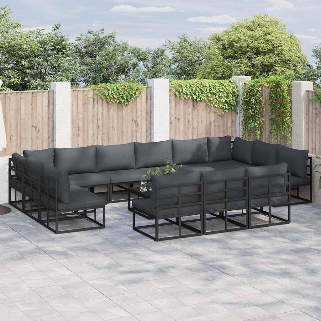 Tuinbankenset met kussen 13 pcs Zwart Aluminium is nu te koop bij PeponiXL, paradijselijk wonen!