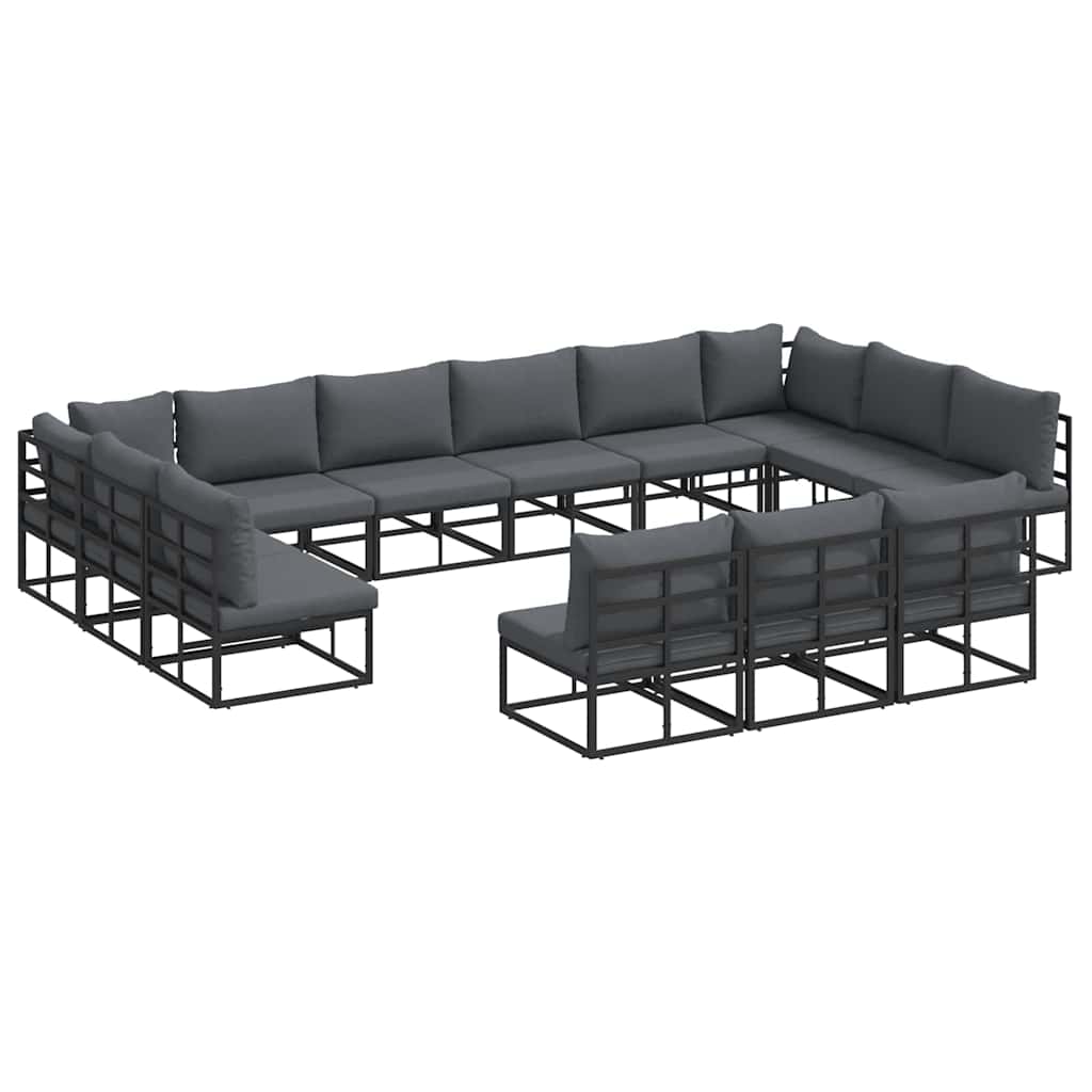 Tuinbankenset met kussen 13 pcs Zwart Aluminium is nu te koop bij PeponiXL, paradijselijk wonen!