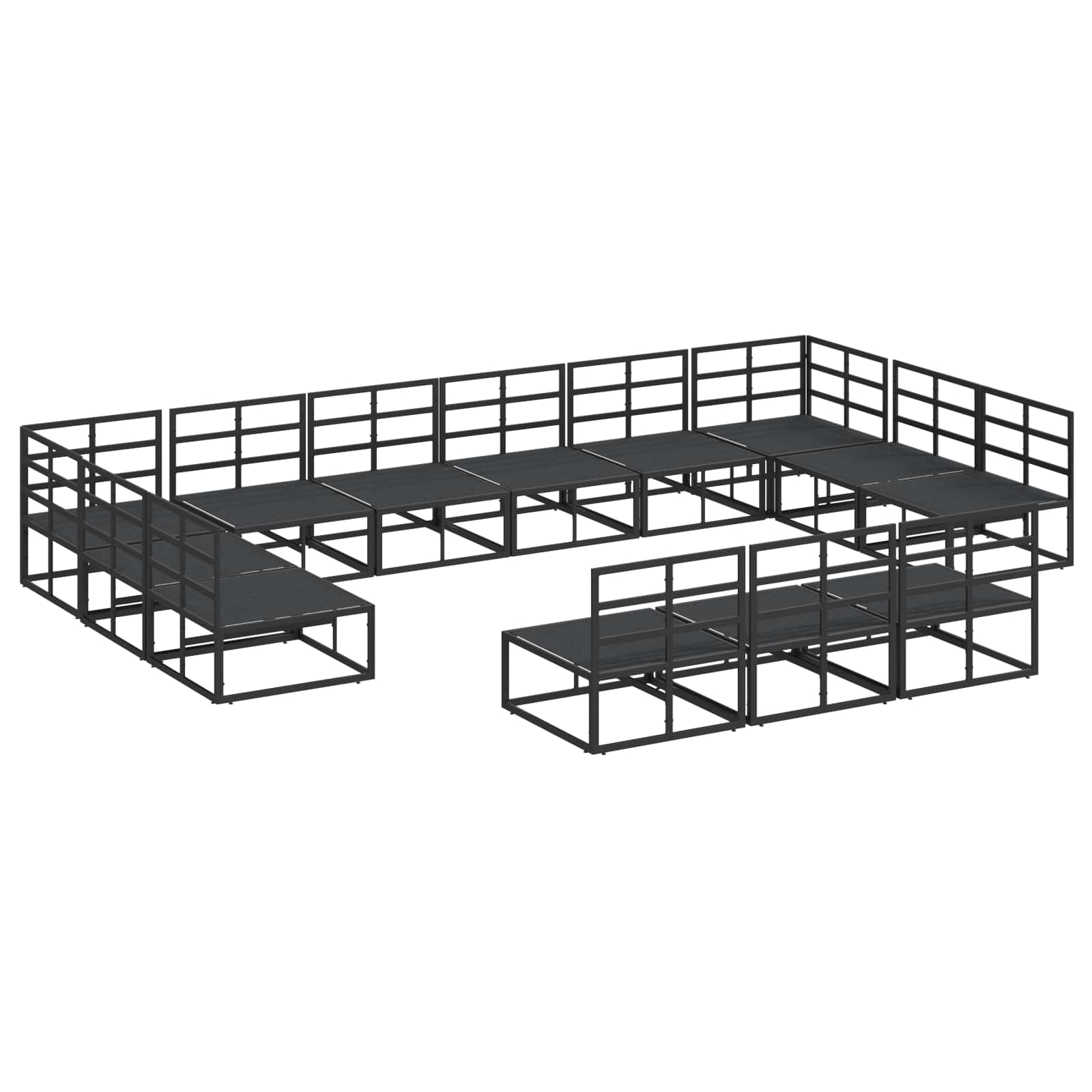 Tuinbankenset met kussen 13 pcs Zwart Aluminium is nu te koop bij PeponiXL, paradijselijk wonen!
