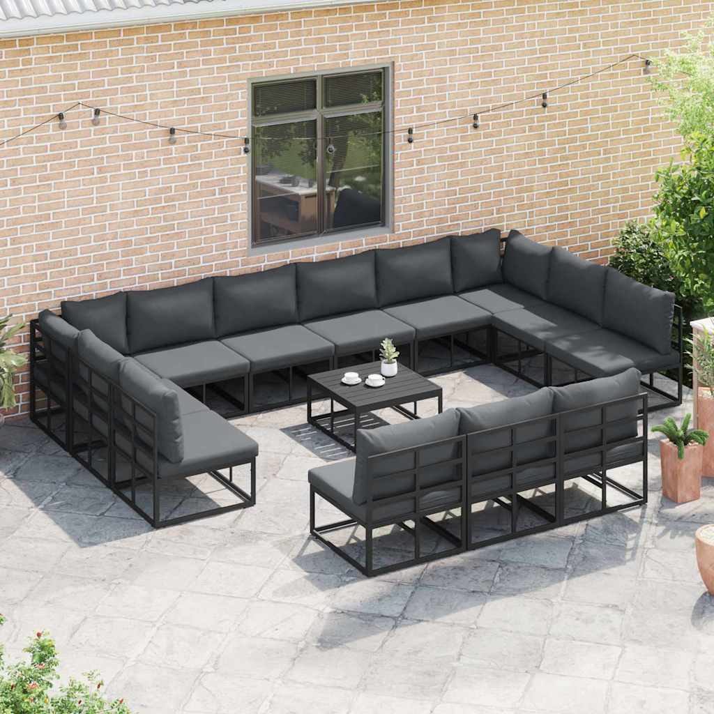 Tuinbankenset met kussen 14 pcs Zwart Aluminium is nu te koop bij PeponiXL, paradijselijk wonen!