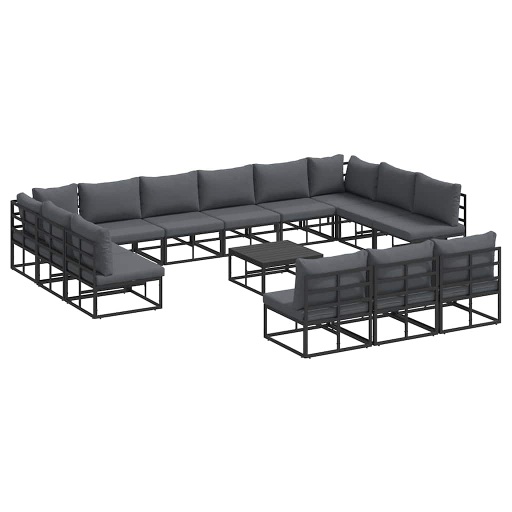 Tuinbankenset met kussen 14 pcs Zwart Aluminium is nu te koop bij PeponiXL, paradijselijk wonen!