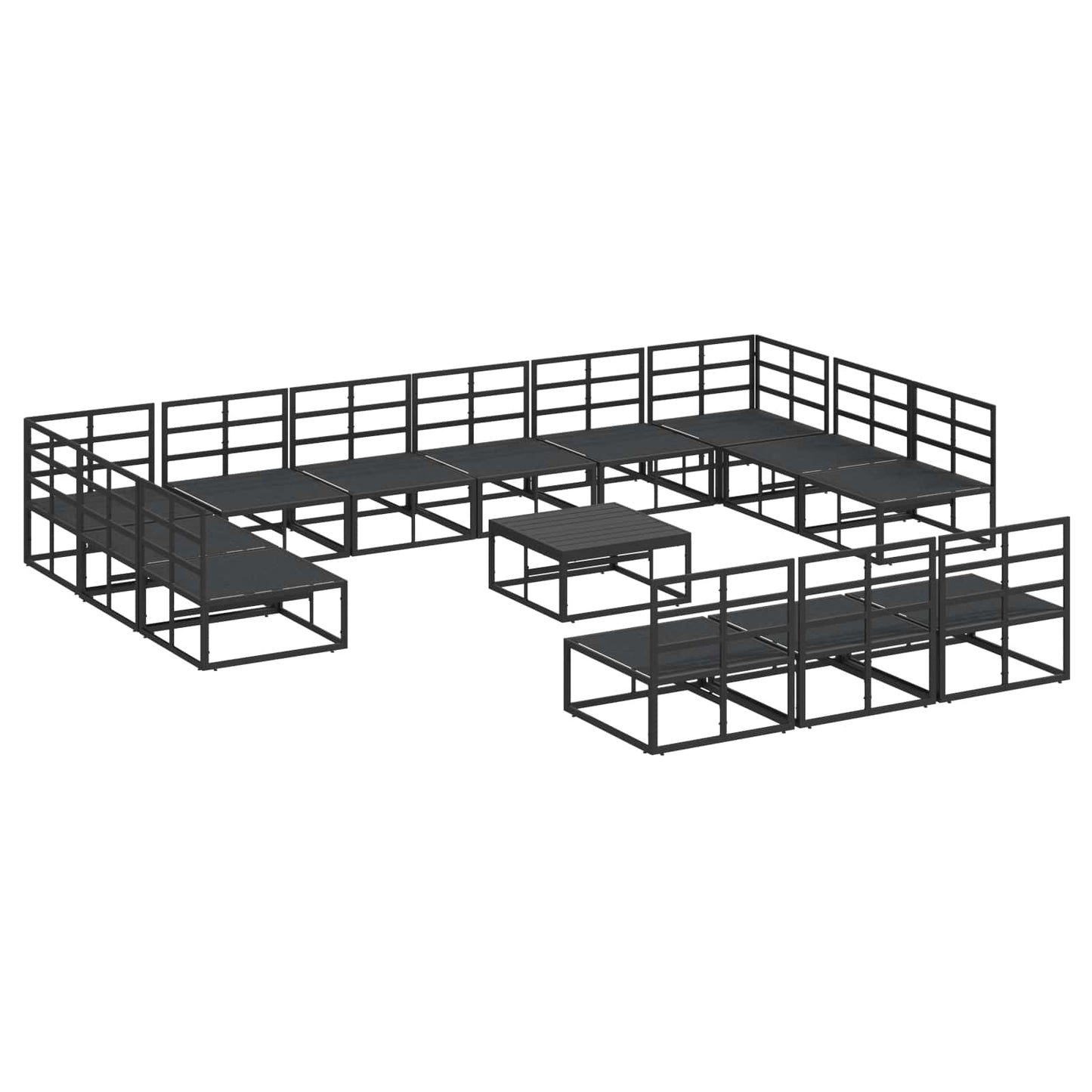 Tuinbankenset met kussen 14 pcs Zwart Aluminium is nu te koop bij PeponiXL, paradijselijk wonen!