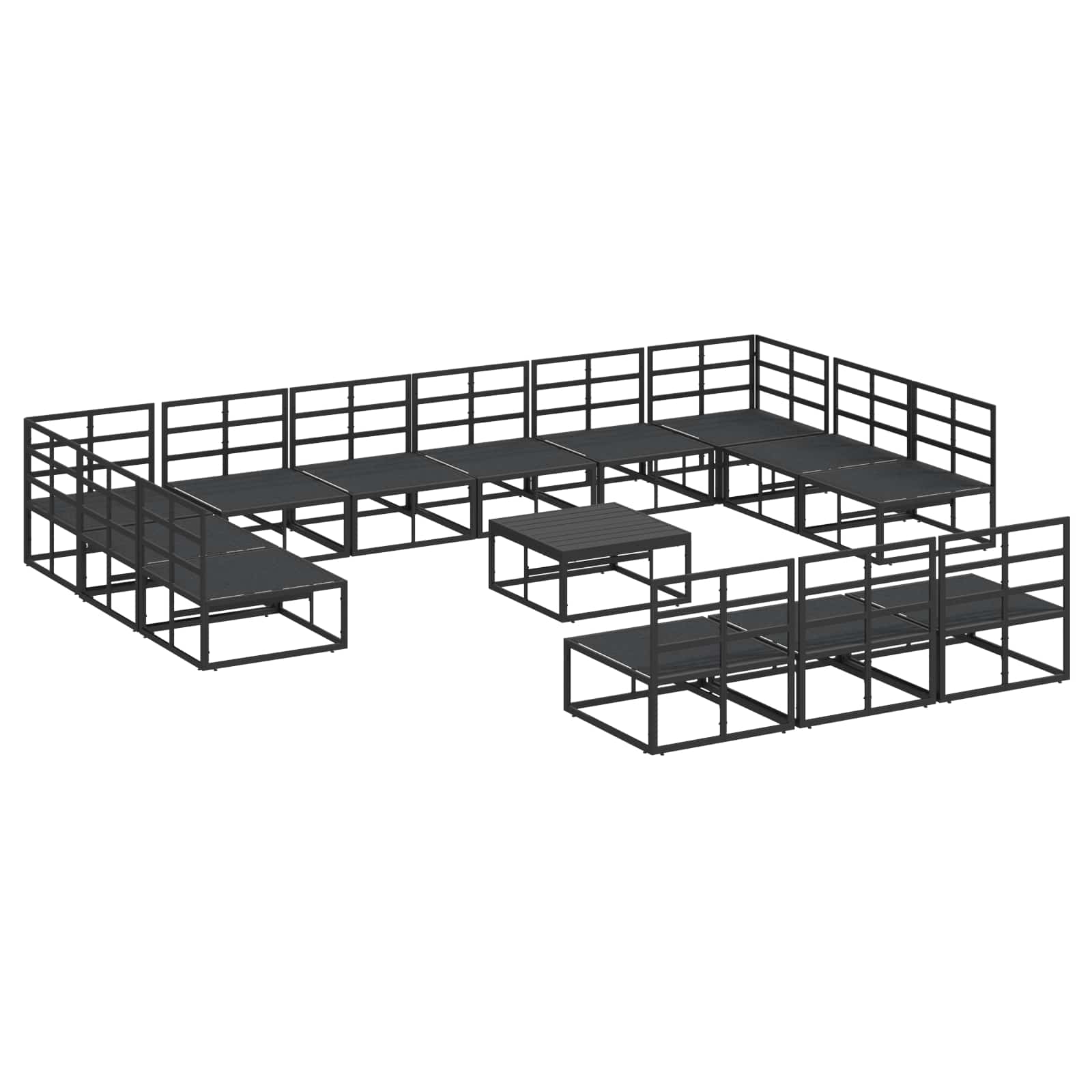 Tuinbankenset met kussen 14 pcs Zwart Aluminium is nu te koop bij PeponiXL, paradijselijk wonen!