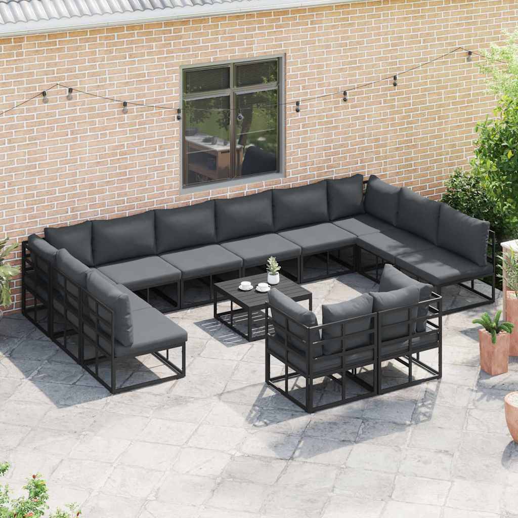 Tuinbankenset met kussen 12 pcs Zwart Aluminium is nu te koop bij PeponiXL, paradijselijk wonen!