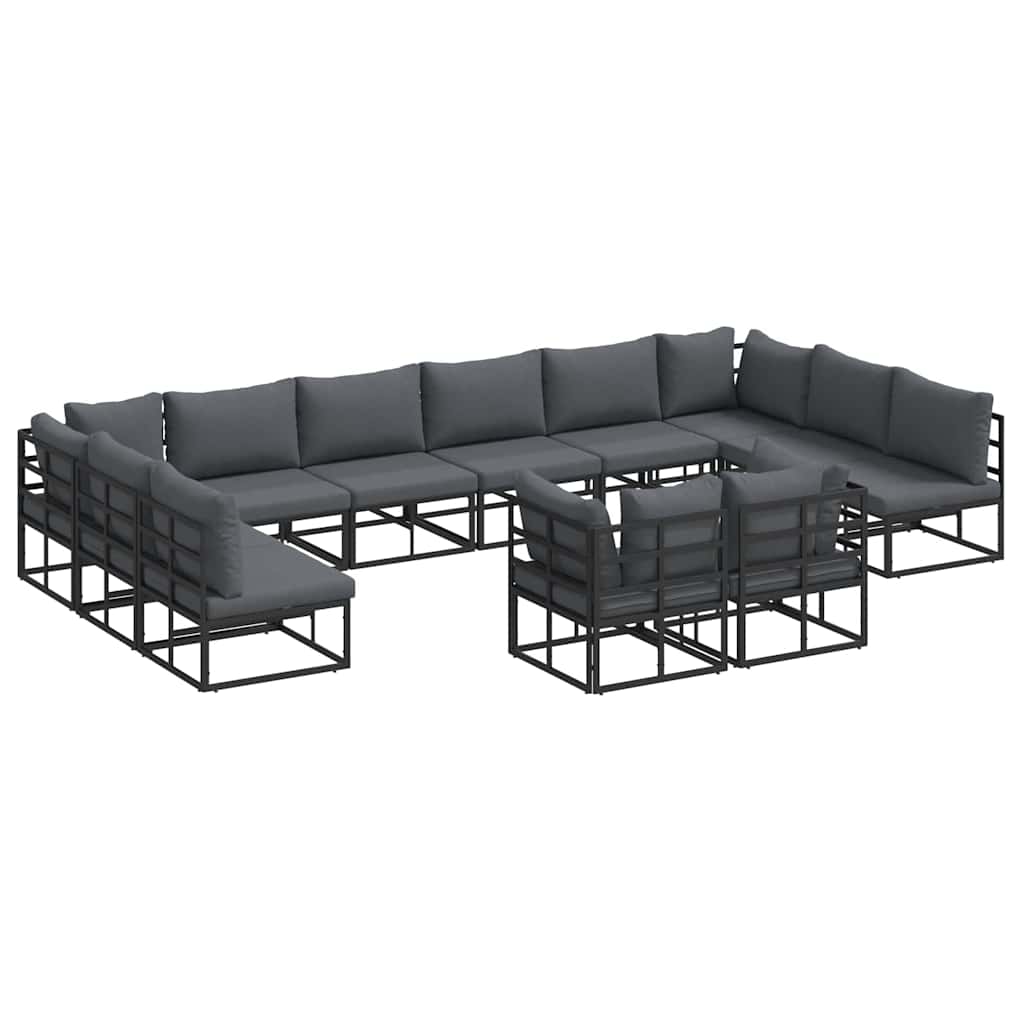 Tuinbankenset met kussen 12 pcs Zwart Aluminium is nu te koop bij PeponiXL, paradijselijk wonen!