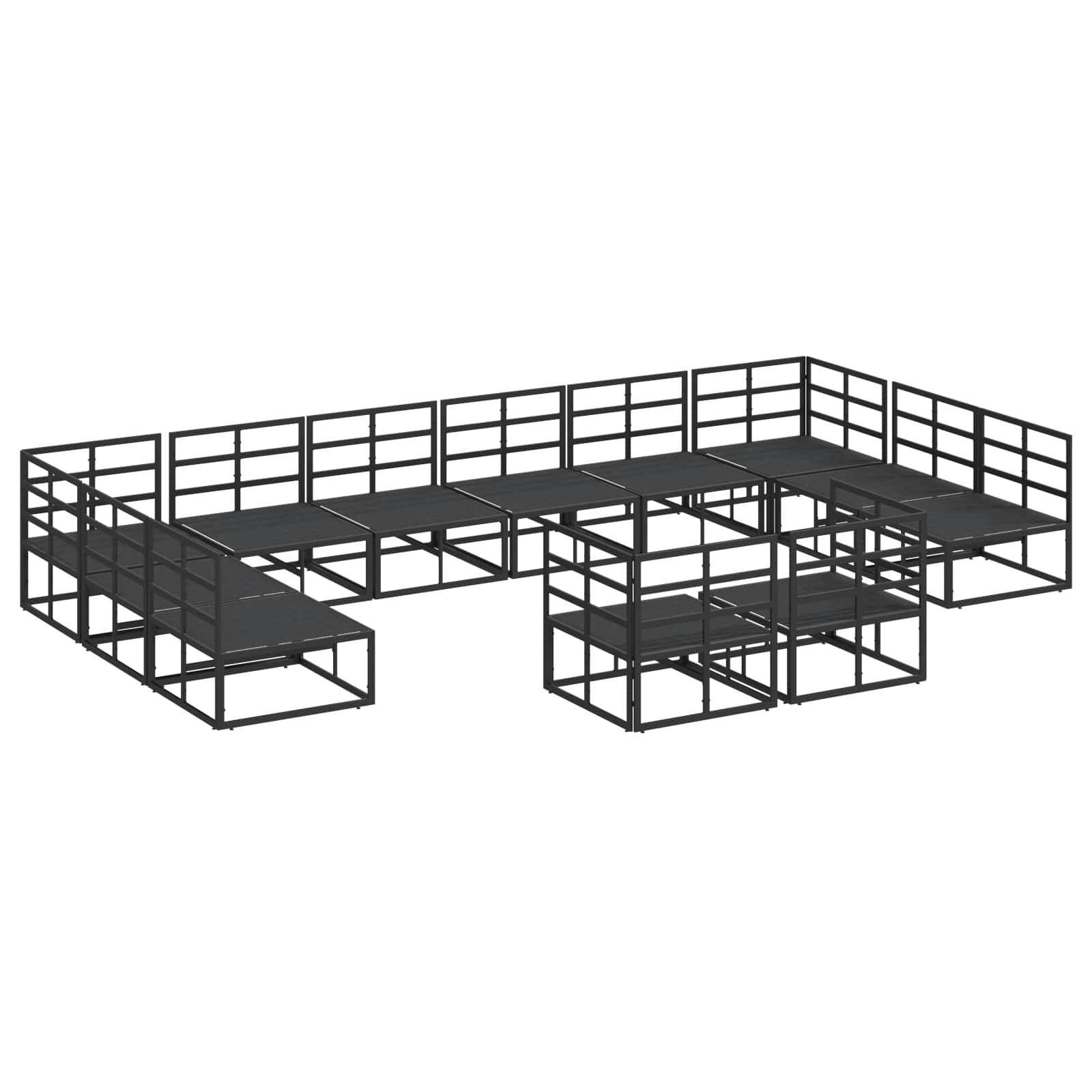 Tuinbankenset met kussen 12 pcs Zwart Aluminium is nu te koop bij PeponiXL, paradijselijk wonen!
