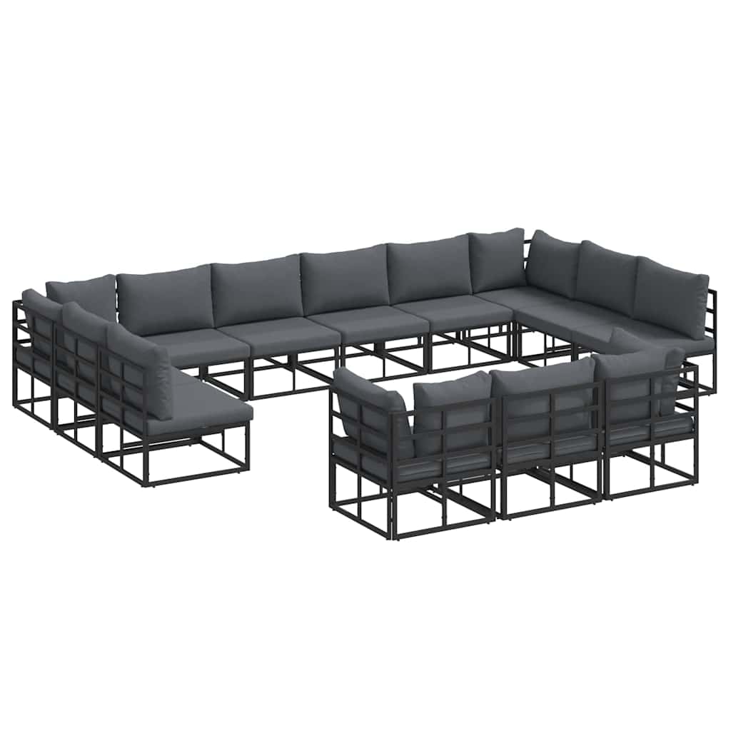 Tuinbankenset met kussen 13 pcs Zwart Aluminium is nu te koop bij PeponiXL, paradijselijk wonen!