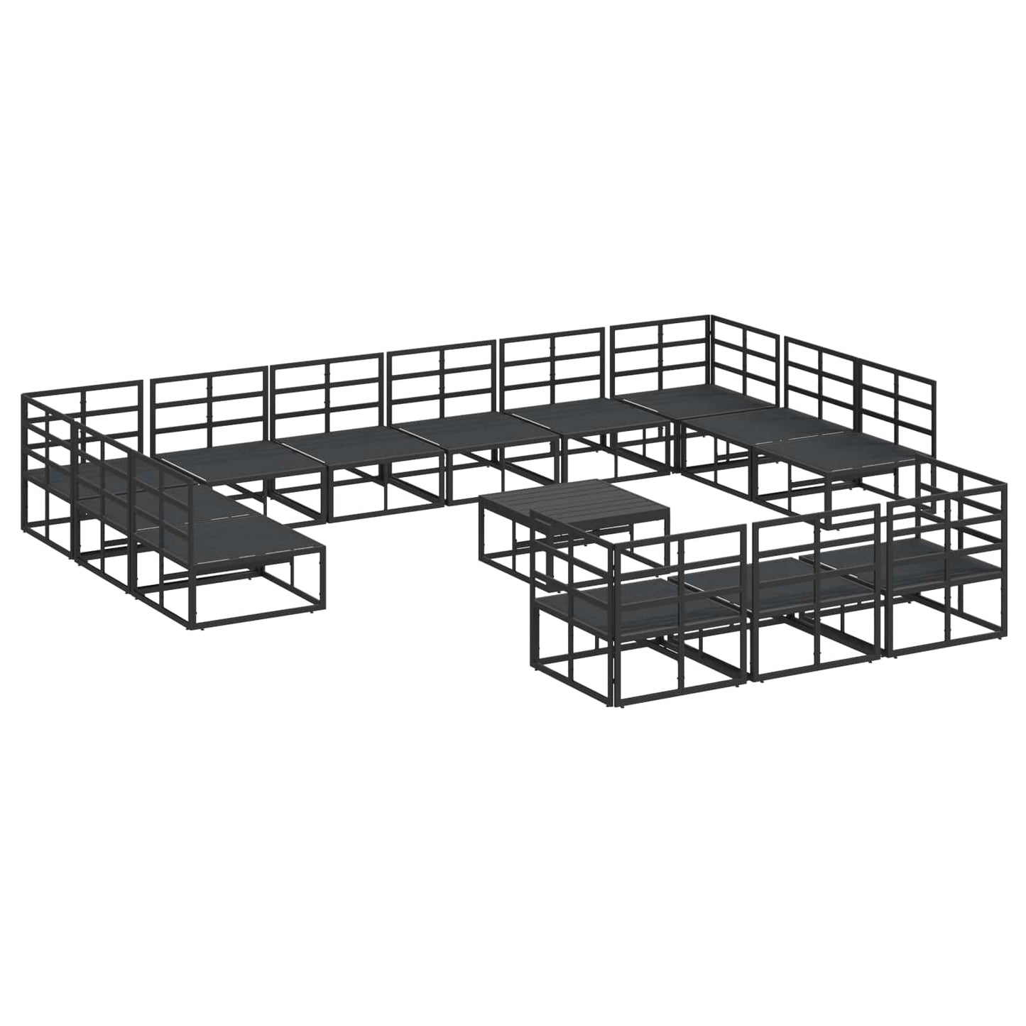 Tuinbankenset met kussen 14 pcs Zwart Aluminium is nu te koop bij PeponiXL, paradijselijk wonen!