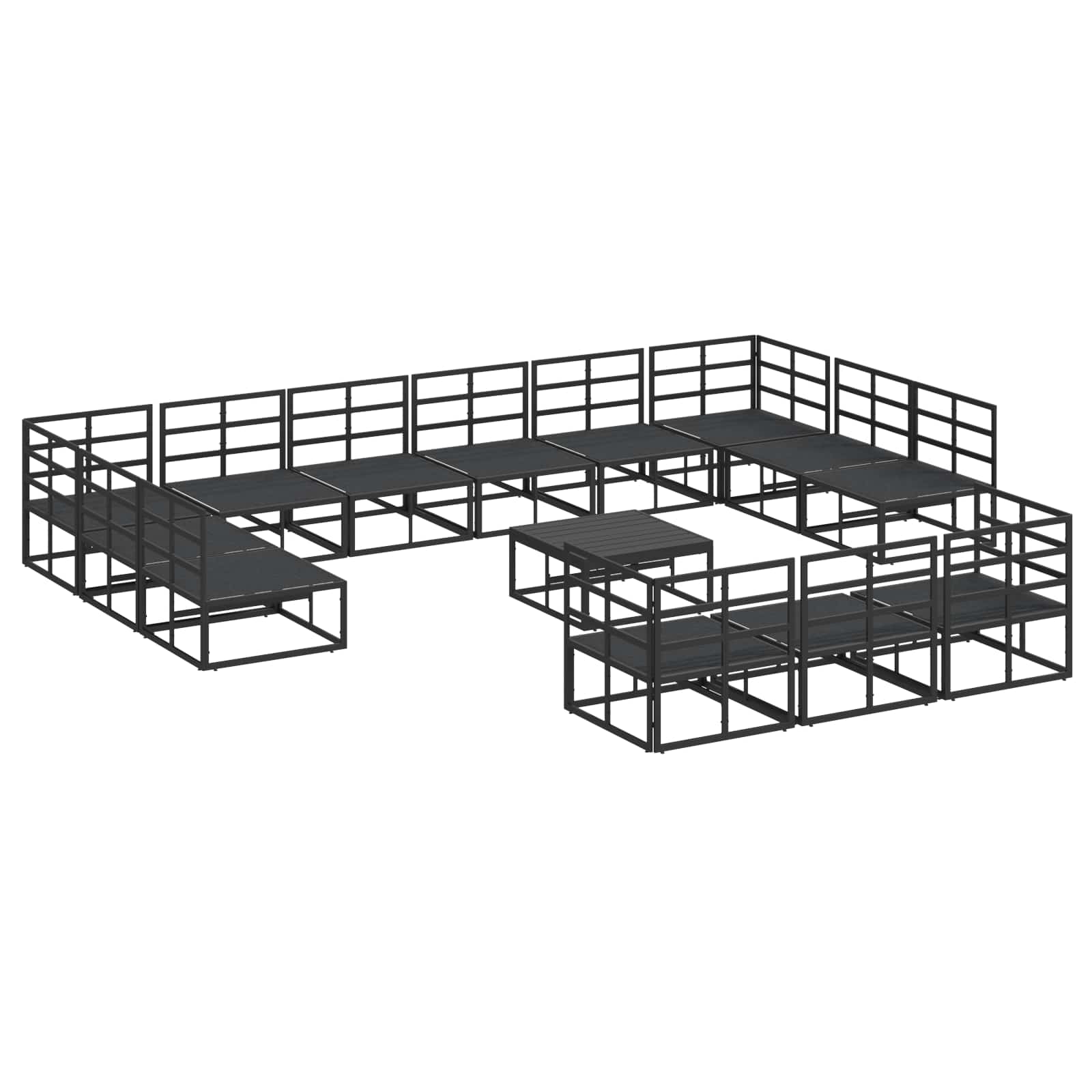 Tuinbankenset met kussen 14 pcs Zwart Aluminium is nu te koop bij PeponiXL, paradijselijk wonen!