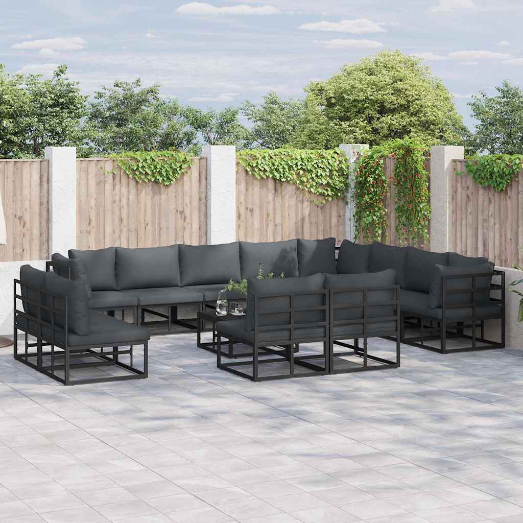 Tuinbankenset met kussen 12 pcs Zwart Aluminium is nu te koop bij PeponiXL, paradijselijk wonen!