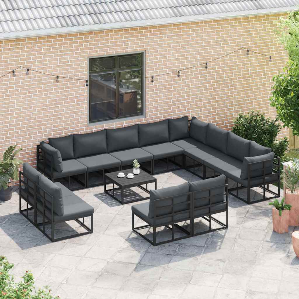 Tuinbankenset met kussen 12 pcs Zwart Aluminium is nu te koop bij PeponiXL, paradijselijk wonen!