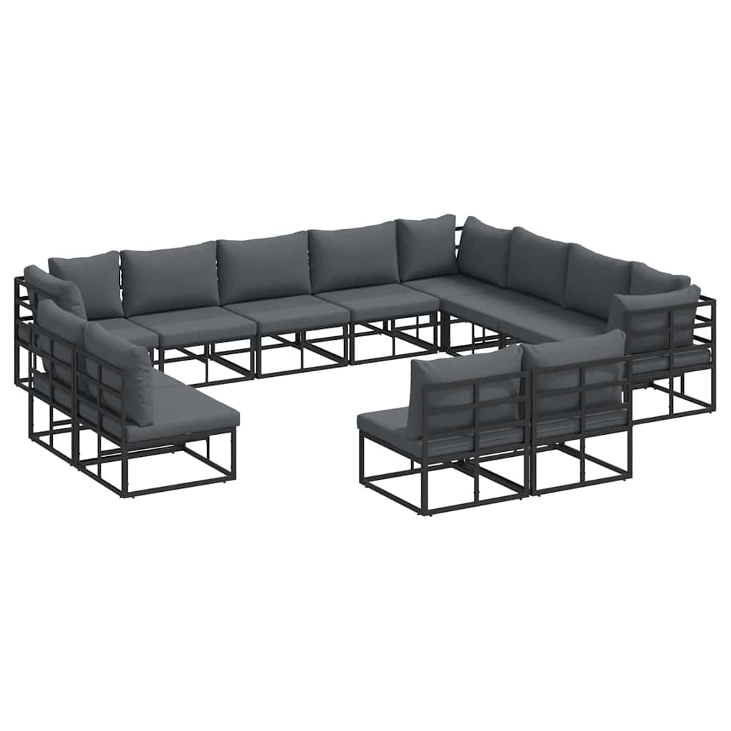 Tuinbankenset met kussen 12 pcs Zwart Aluminium is nu te koop bij PeponiXL, paradijselijk wonen!