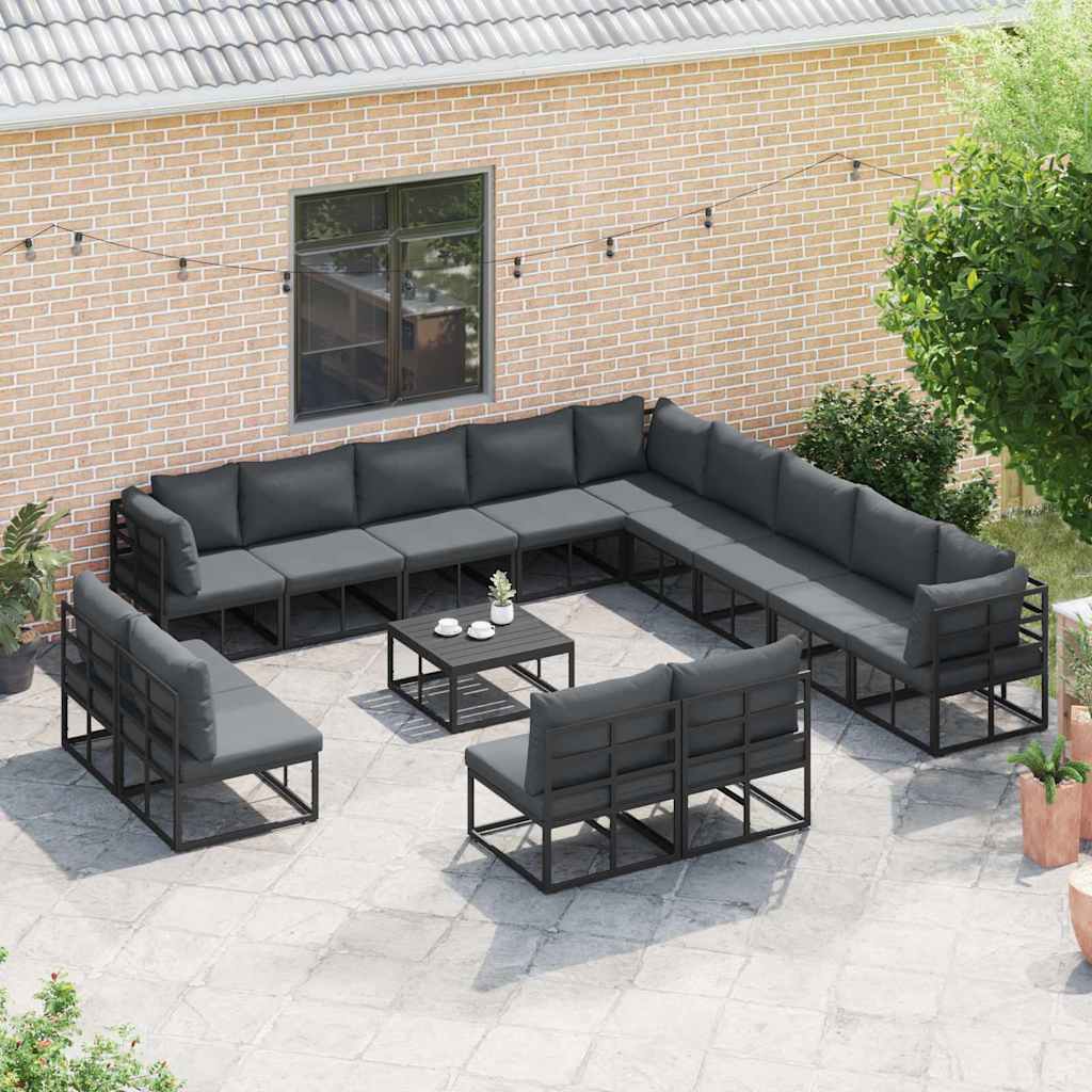 Tuinbankenset met kussen 13 pcs Zwart Aluminium is nu te koop bij PeponiXL, paradijselijk wonen!