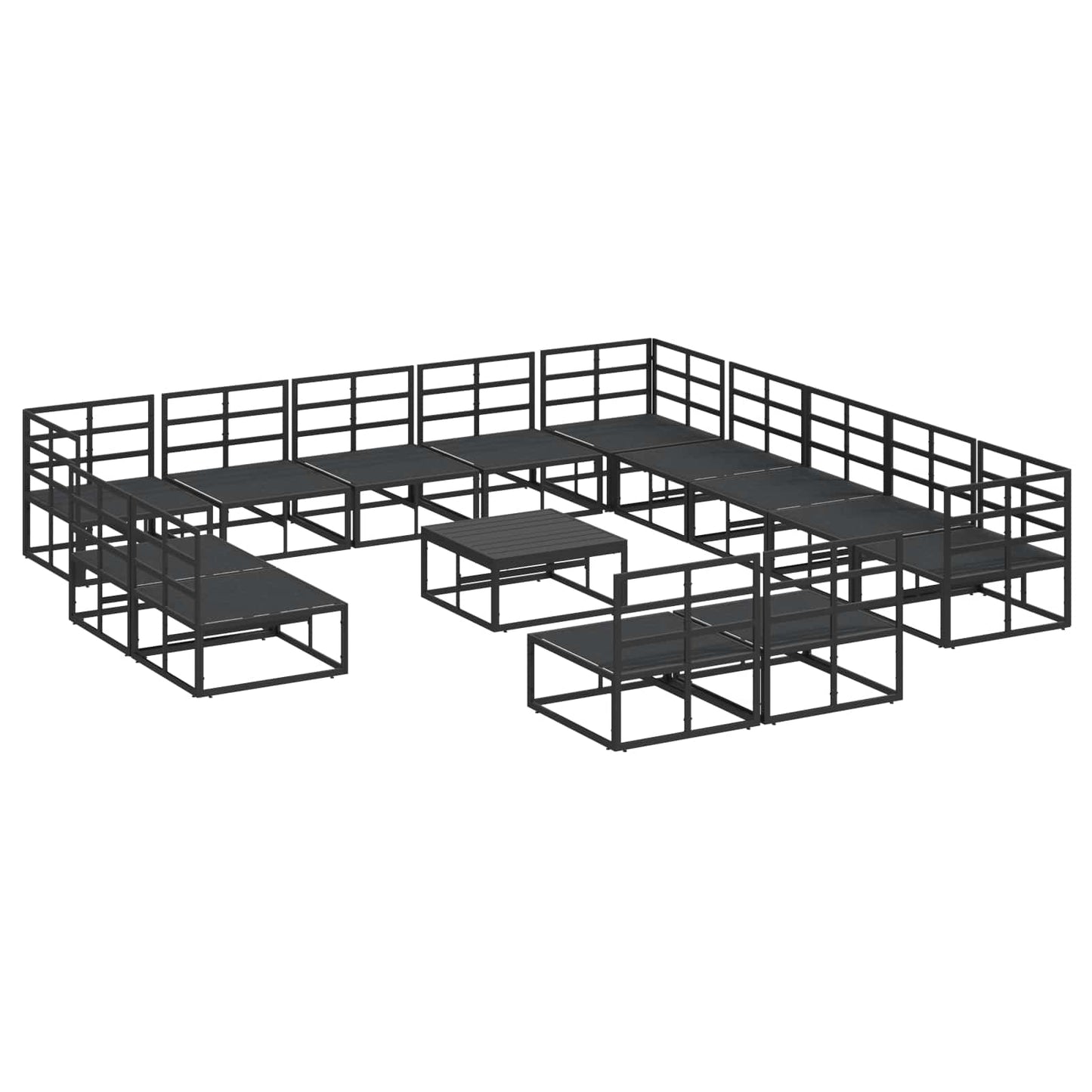 Tuinbankenset met kussen 14 pcs Zwart Aluminium is nu te koop bij PeponiXL, paradijselijk wonen!