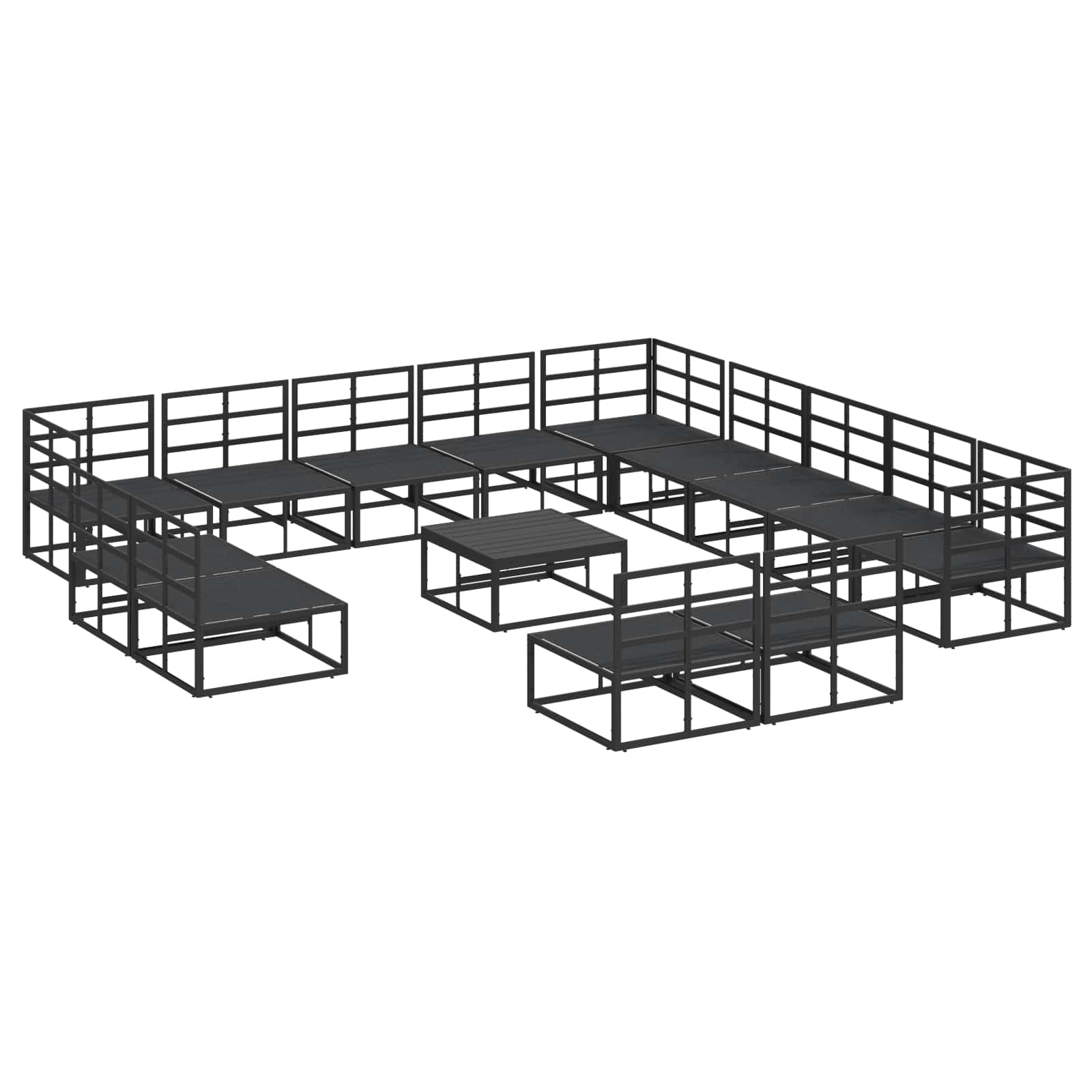 Tuinbankenset met kussen 14 pcs Zwart Aluminium is nu te koop bij PeponiXL, paradijselijk wonen!