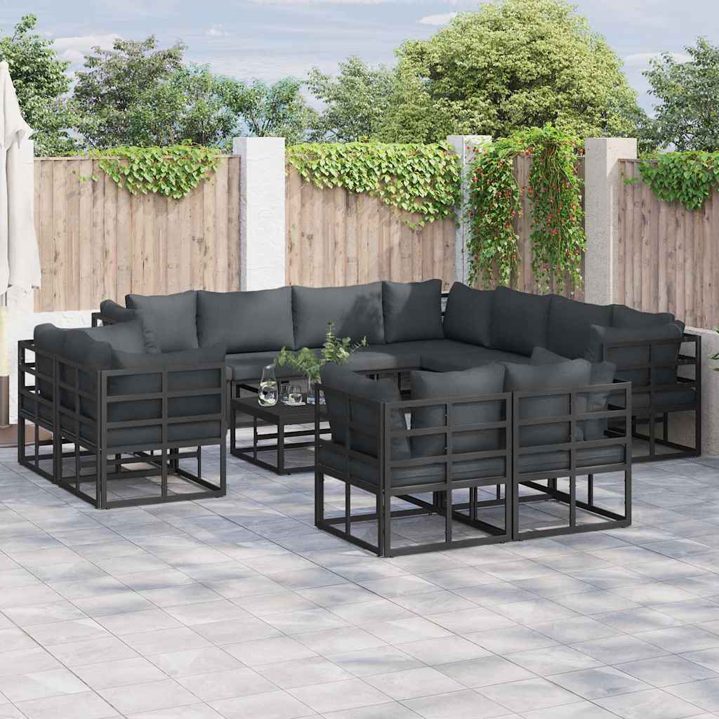 Tuinbankenset met kussen 11 pcs Zwart Aluminium is nu te koop bij PeponiXL, paradijselijk wonen!