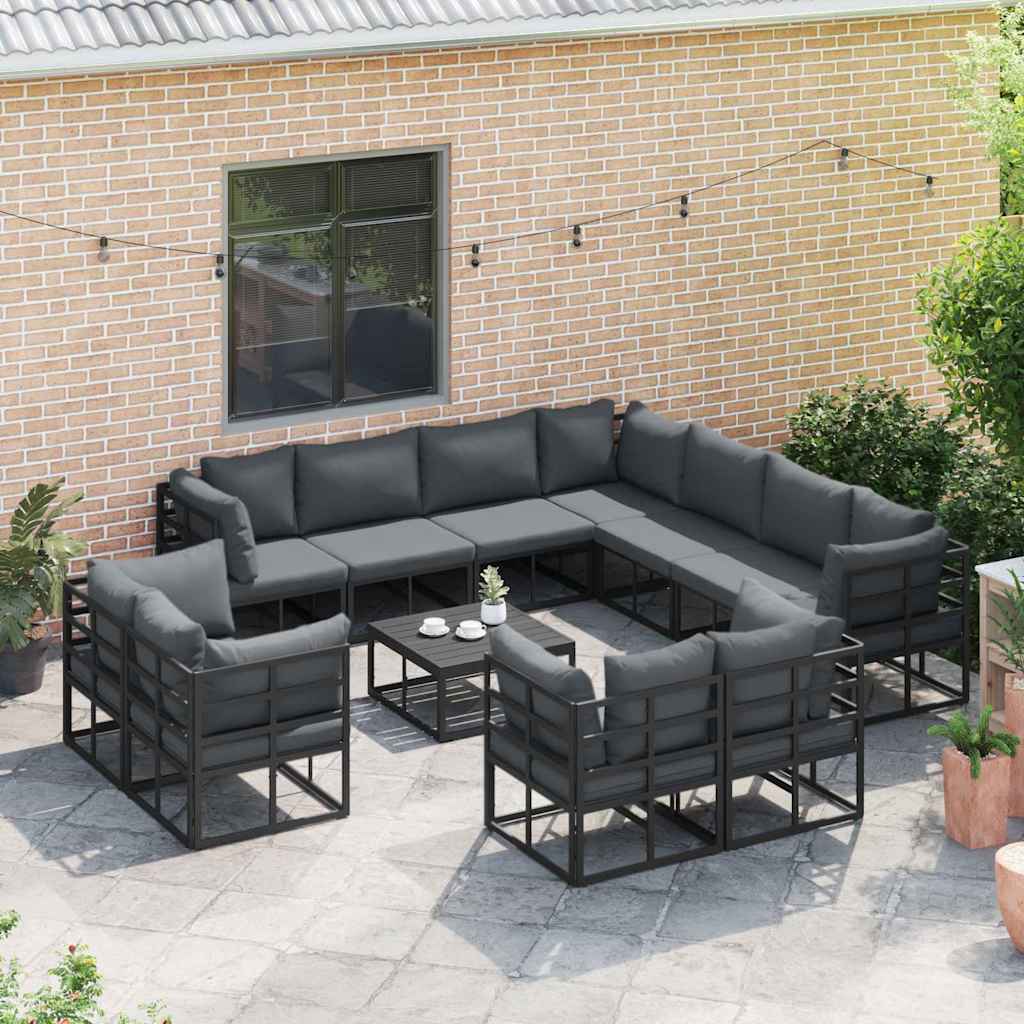 Tuinbankenset met kussen 11 pcs Zwart Aluminium is nu te koop bij PeponiXL, paradijselijk wonen!