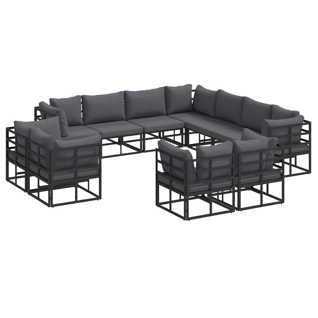 Tuinbankenset met kussen 11 pcs Zwart Aluminium is nu te koop bij PeponiXL, paradijselijk wonen!