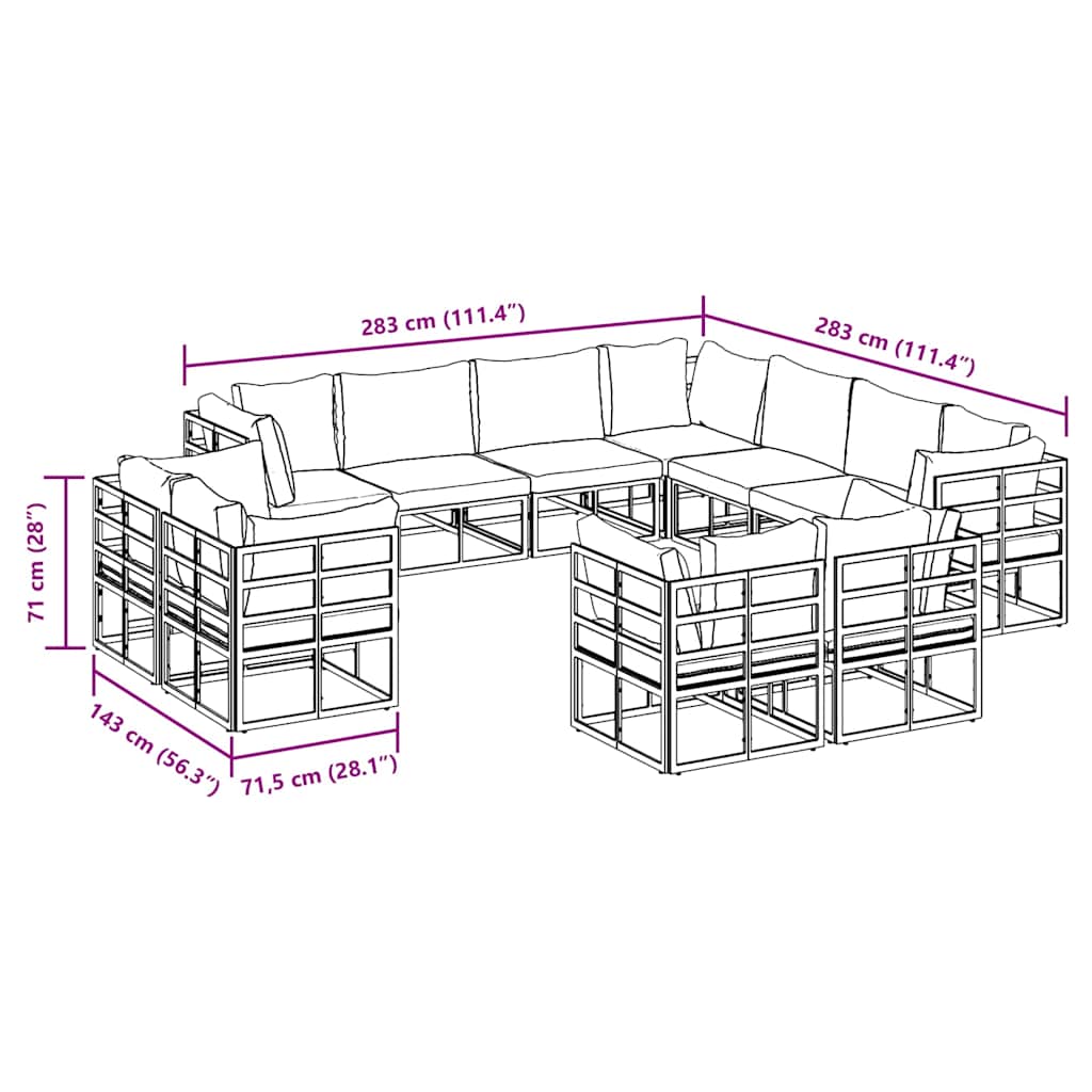 Tuinbankenset met kussen 11 pcs Zwart Aluminium is nu te koop bij PeponiXL, paradijselijk wonen!