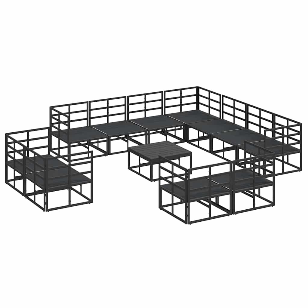 Tuinbankenset met kussen 12 pcs Zwart Aluminium is nu te koop bij PeponiXL, paradijselijk wonen!