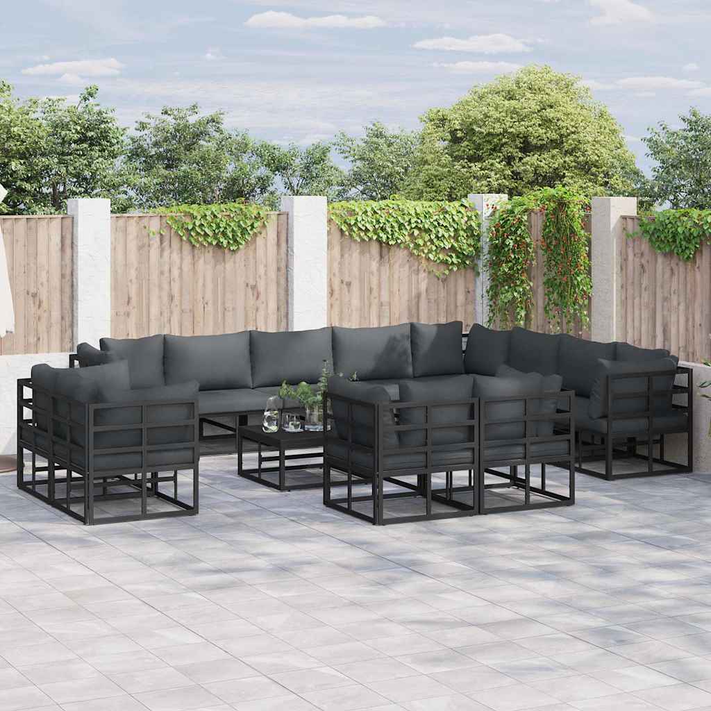 Tuinbankenset met kussen 13 pcs Zwart Aluminium is nu te koop bij PeponiXL, paradijselijk wonen!