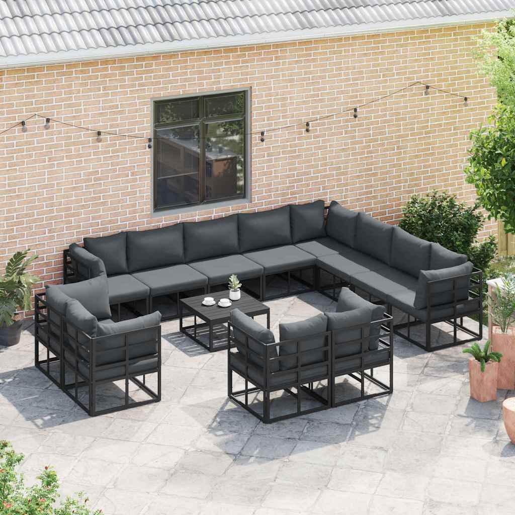 Tuinbankenset met kussen 13 pcs Zwart Aluminium is nu te koop bij PeponiXL, paradijselijk wonen!