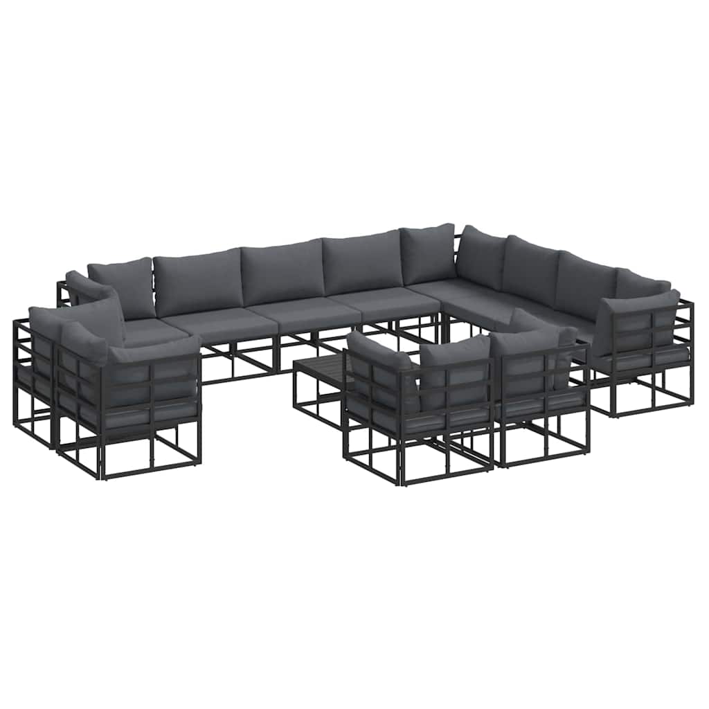 Tuinbankenset met kussen 13 pcs Zwart Aluminium is nu te koop bij PeponiXL, paradijselijk wonen!