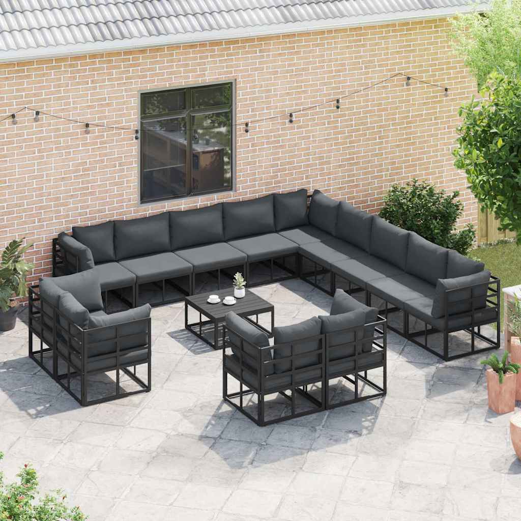 Tuinbankenset met kussen 13 pcs Zwart Aluminium is nu te koop bij PeponiXL, paradijselijk wonen!
