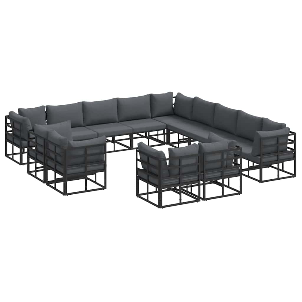 Tuinbankenset met kussen 13 pcs Zwart Aluminium is nu te koop bij PeponiXL, paradijselijk wonen!