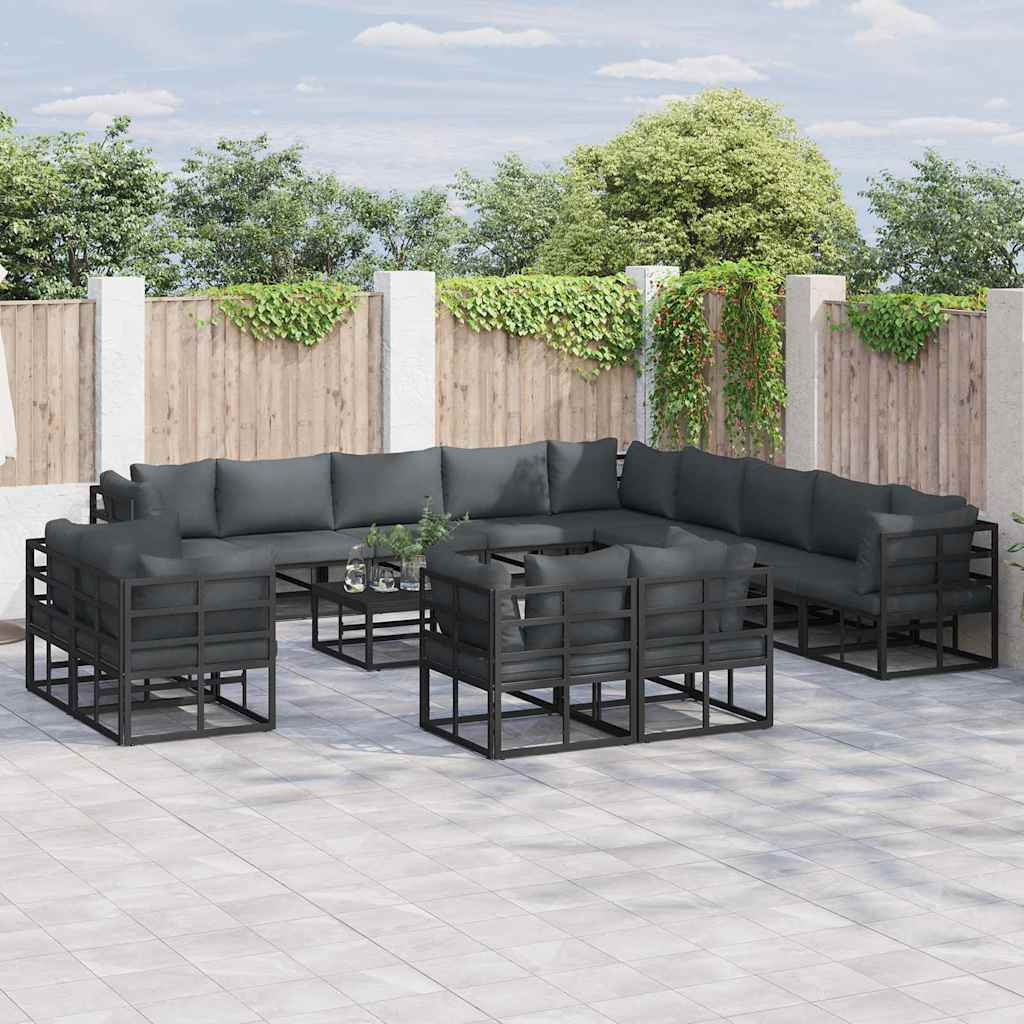 Tuinbankenset met kussen 14 pcs Zwart Aluminium is nu te koop bij PeponiXL, paradijselijk wonen!