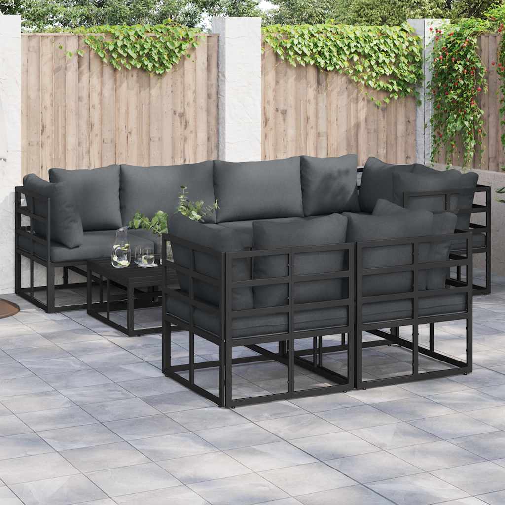Tuinbankenset met kussen 7 pcs Zwart Staal is nu te koop bij PeponiXL, paradijselijk wonen!