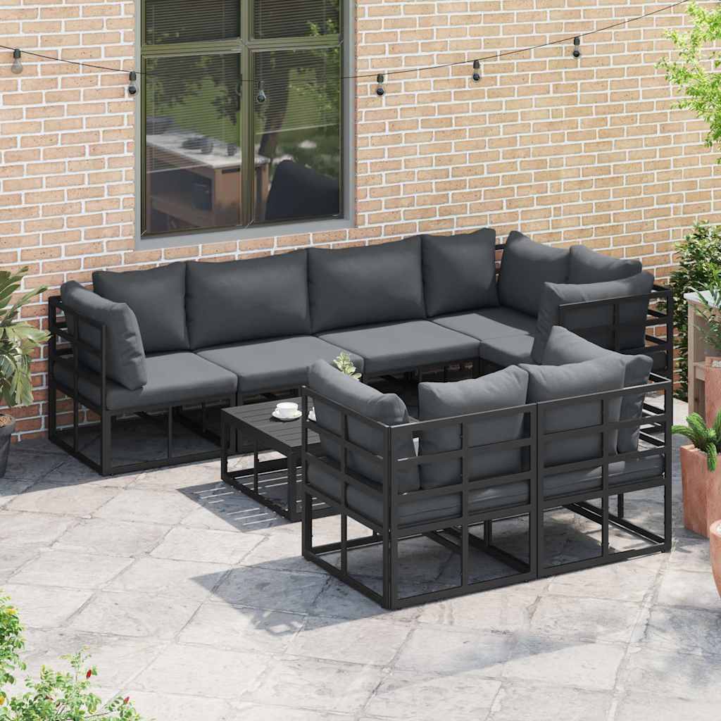 Tuinbankenset met kussen 7 pcs Zwart Staal is nu te koop bij PeponiXL, paradijselijk wonen!