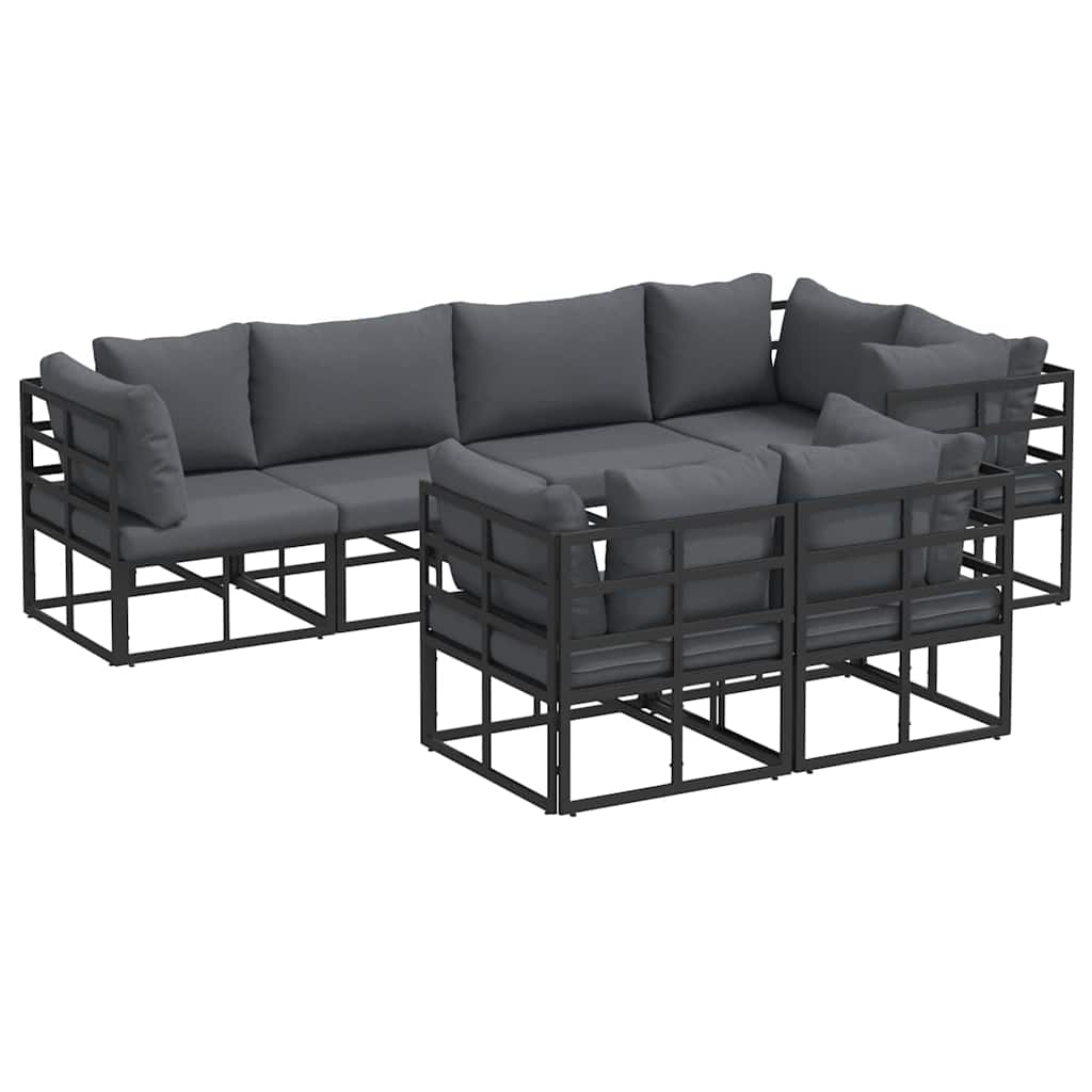 Tuinbankenset met kussen 7 pcs Zwart Staal is nu te koop bij PeponiXL, paradijselijk wonen!
