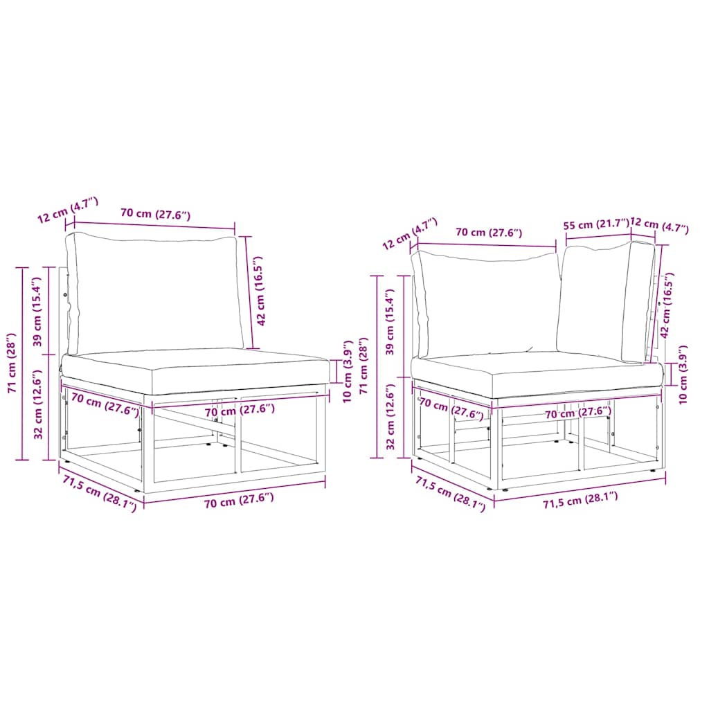 Tuinbankenset met kussen 7 pcs Zwart Staal is nu te koop bij PeponiXL, paradijselijk wonen!