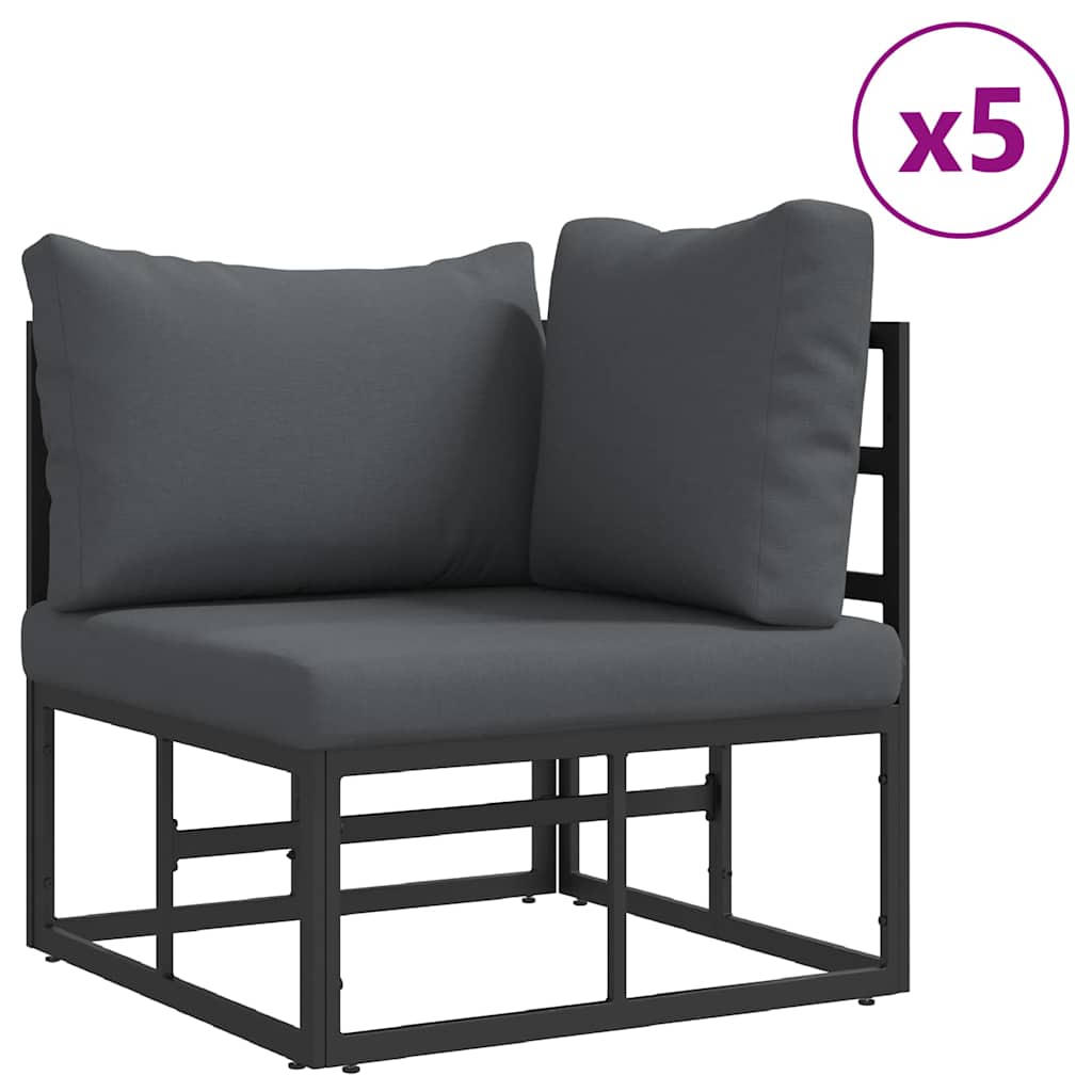 Tuinbankenset met kussen 7 pcs Zwart Staal is nu te koop bij PeponiXL, paradijselijk wonen!