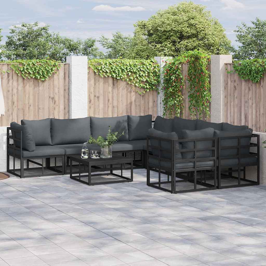 Tuinbankenset met kussen 8 pcs Zwart Staal is nu te koop bij PeponiXL, paradijselijk wonen!