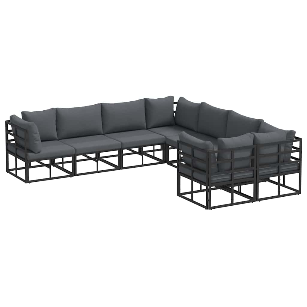Tuinbankenset met kussen 8 pcs Zwart Staal is nu te koop bij PeponiXL, paradijselijk wonen!
