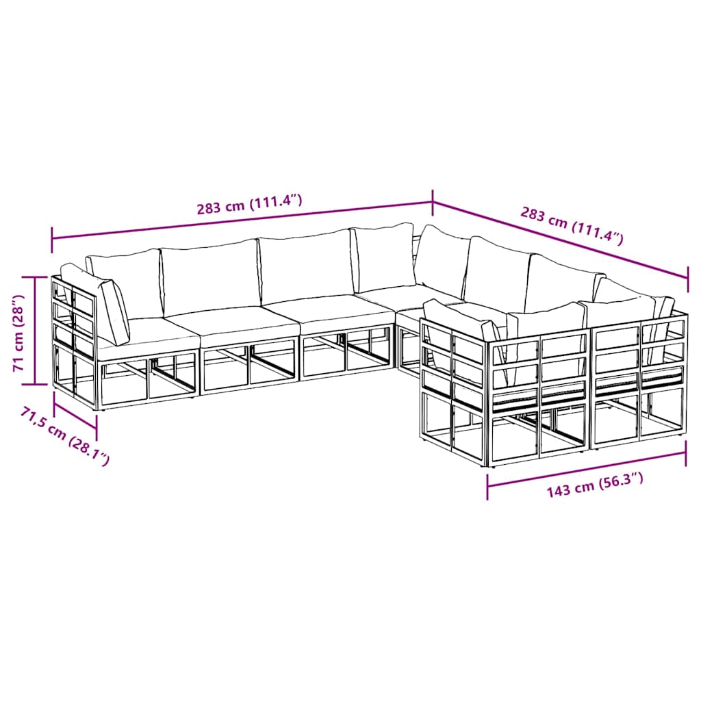 Tuinbankenset met kussen 8 pcs Zwart Staal is nu te koop bij PeponiXL, paradijselijk wonen!
