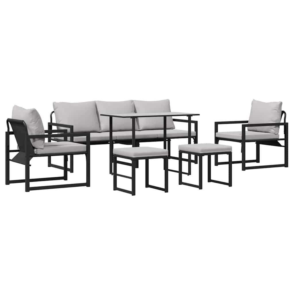 Tuinbankenset met kussen 6 pcs Zwart Staal is nu te koop bij PeponiXL, paradijselijk wonen!