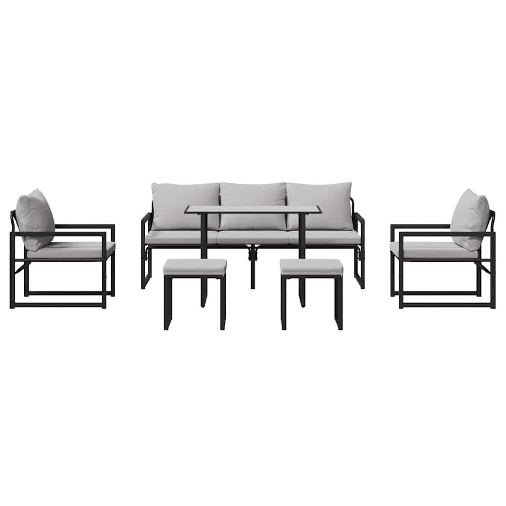 Tuinbankenset met kussen 6 pcs Zwart Staal is nu te koop bij PeponiXL, paradijselijk wonen!